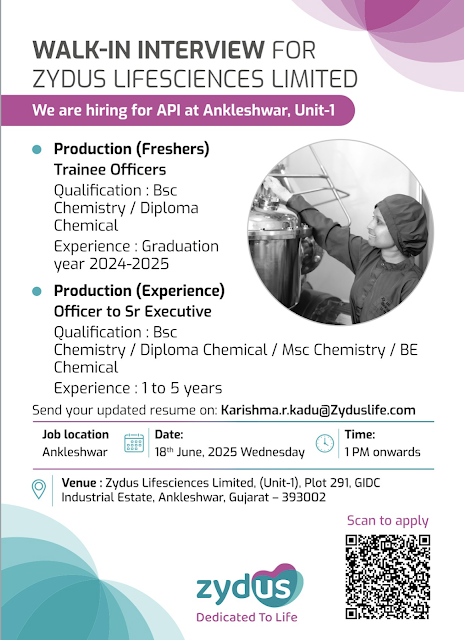 Zydus Lifesciences Walk In Interview 2025